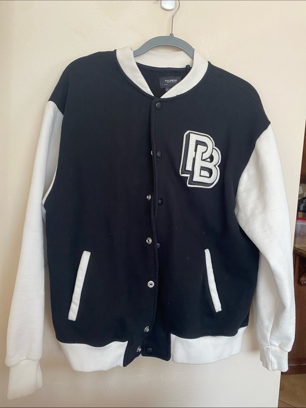 Pull&Bear Black Jacket with White Rib Collar